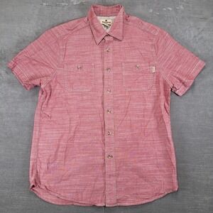 Woolrich Vintage Mens Short Sleeve Button Up Shirt Pocket Red Medium M‎
